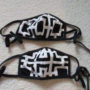 NWOT - Two (2) Designer Style Black and Cream Face Masks - PRICE FIRM